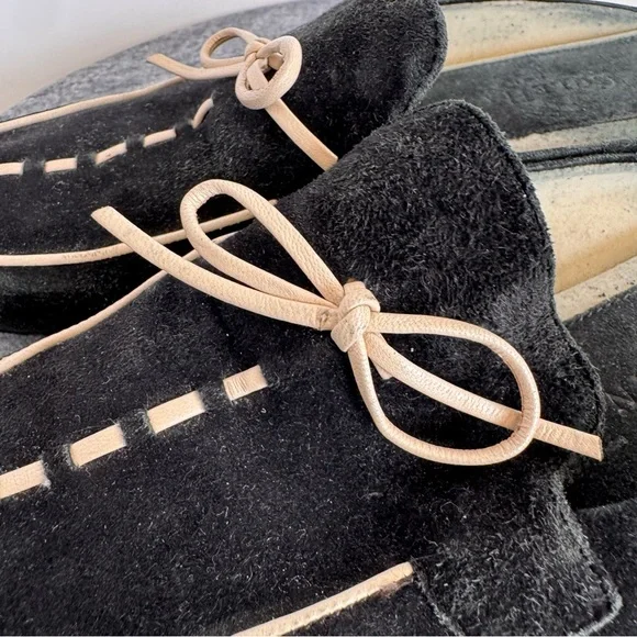 Vintage Leather Suede Black White Cole Haan Mules Flats 7 - Picture 8 of 14